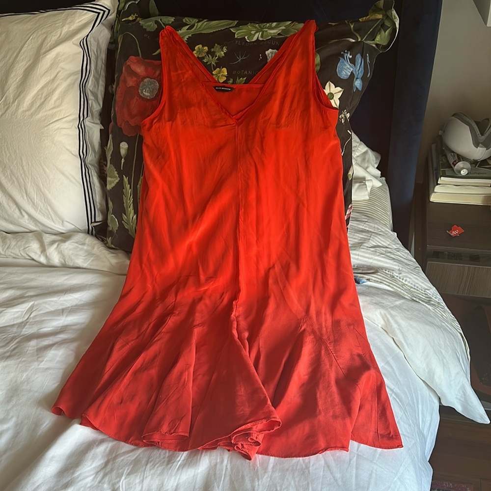 Club Monaco silk red flare hem dress size 2